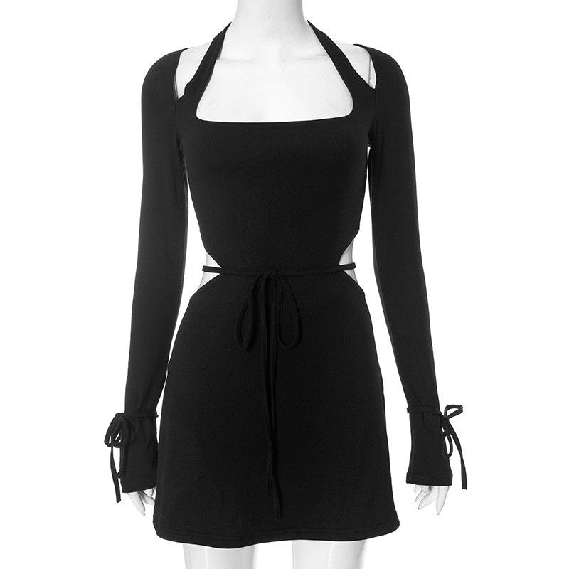Flare Sleeve Mini Dress With Tie Waist