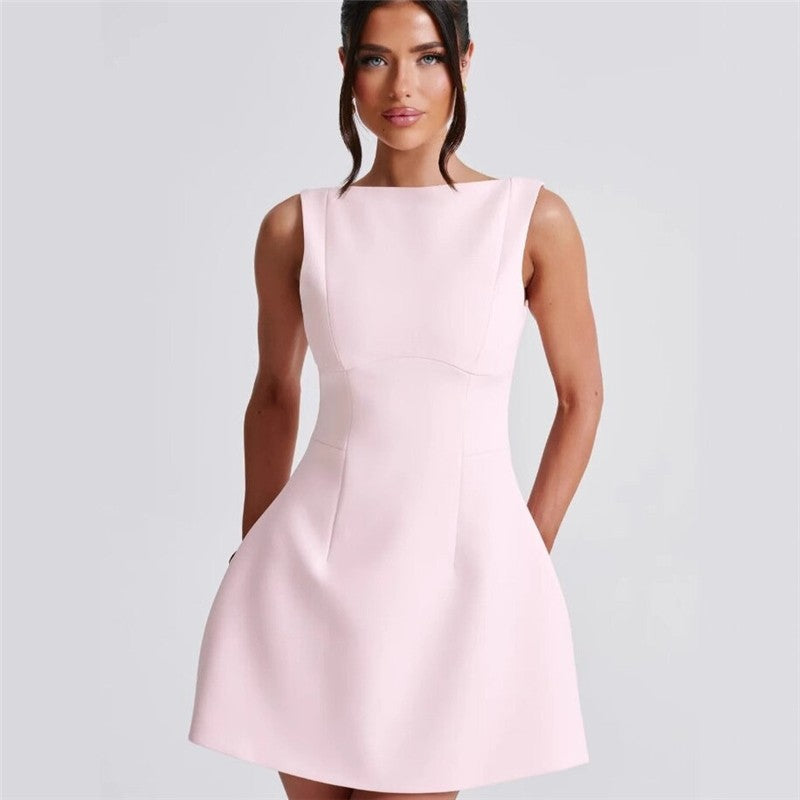 Pear Shaped Waist Short Sleeveless Dress