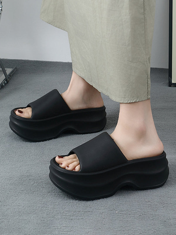Height Increasing Contrast Color Non-Slip Striped Sandals