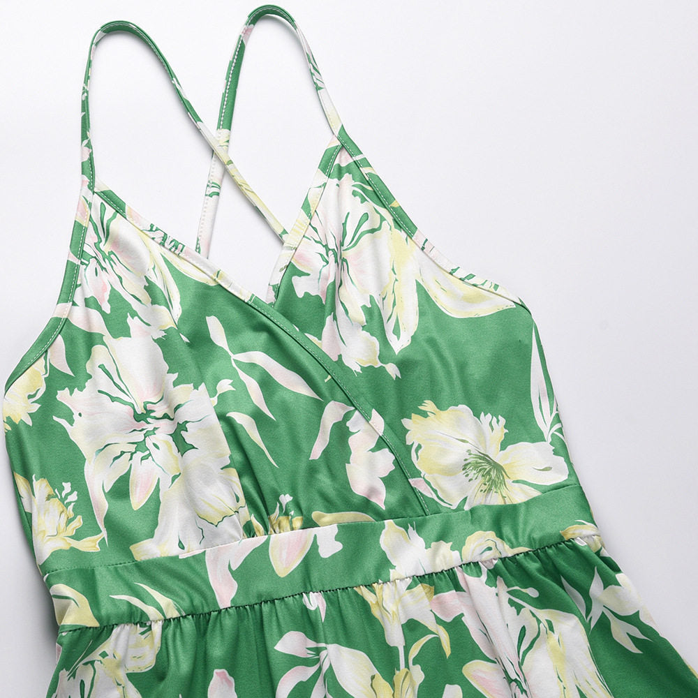 Boho Floral Print Slip Dress