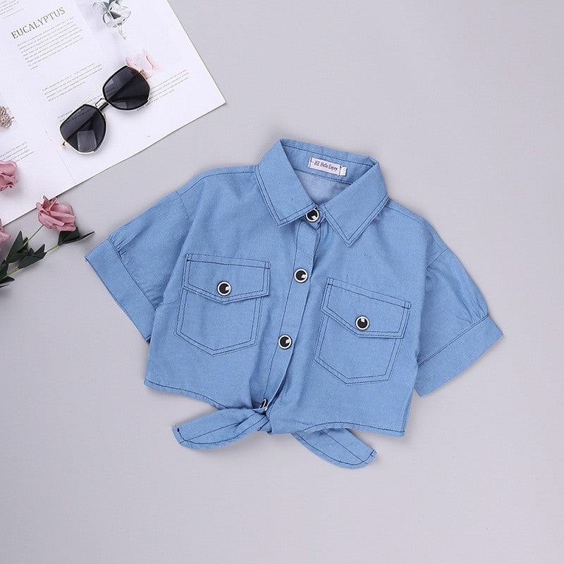 Cowboy Short Sleeve Polka Dot Dress Girl's Set