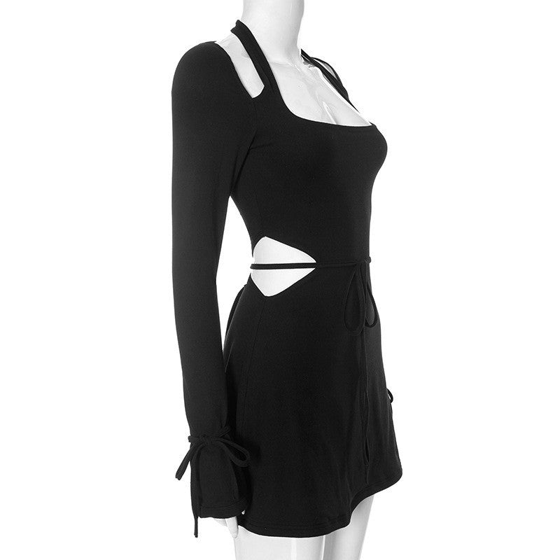 Flare Sleeve Mini Dress With Tie Waist