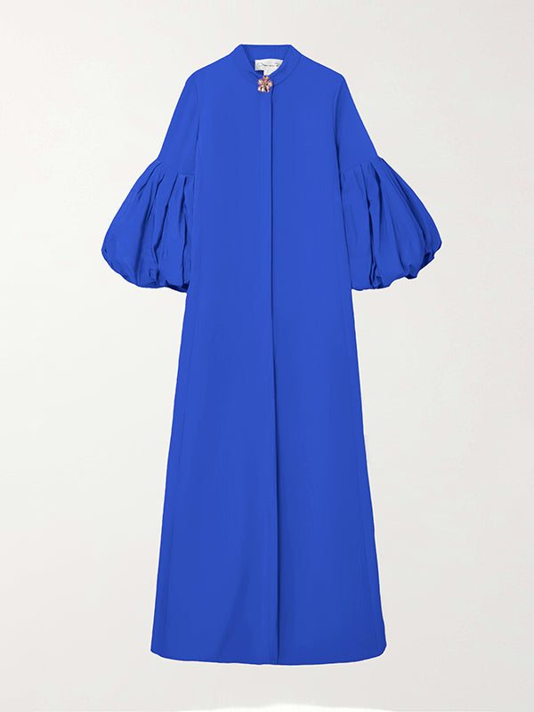 Loose Flower Shape Solid Color Stand Collar Evening Dresses Maxi Dresses