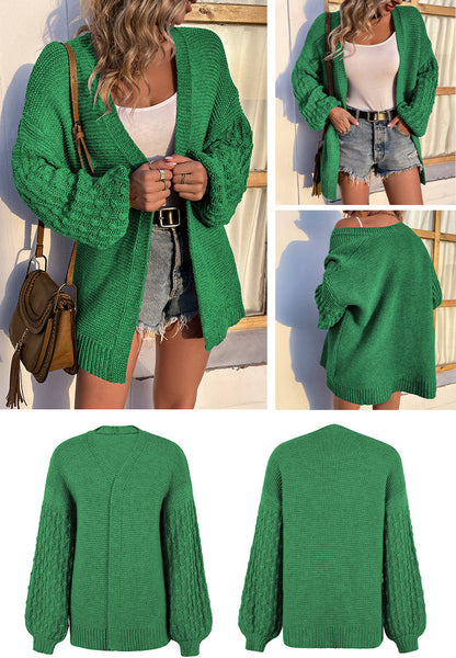 Fashion Lantern Sleeves Knitted Cardigan Coats for Women