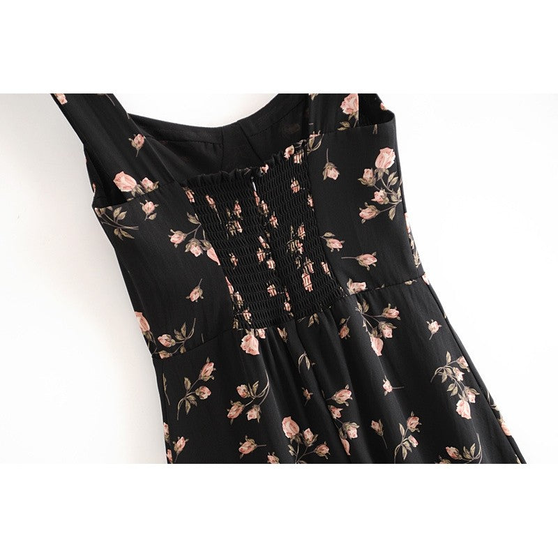 Printed Waist Hem Sexy Slit Tank Dress