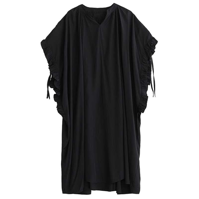 V Neck Batwing Sleeve Wrap Dress