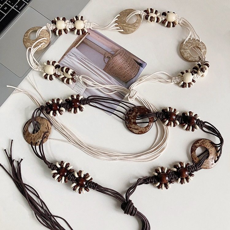 Bohemian Y2K Woven Belt For Dresses, Ethnic Style