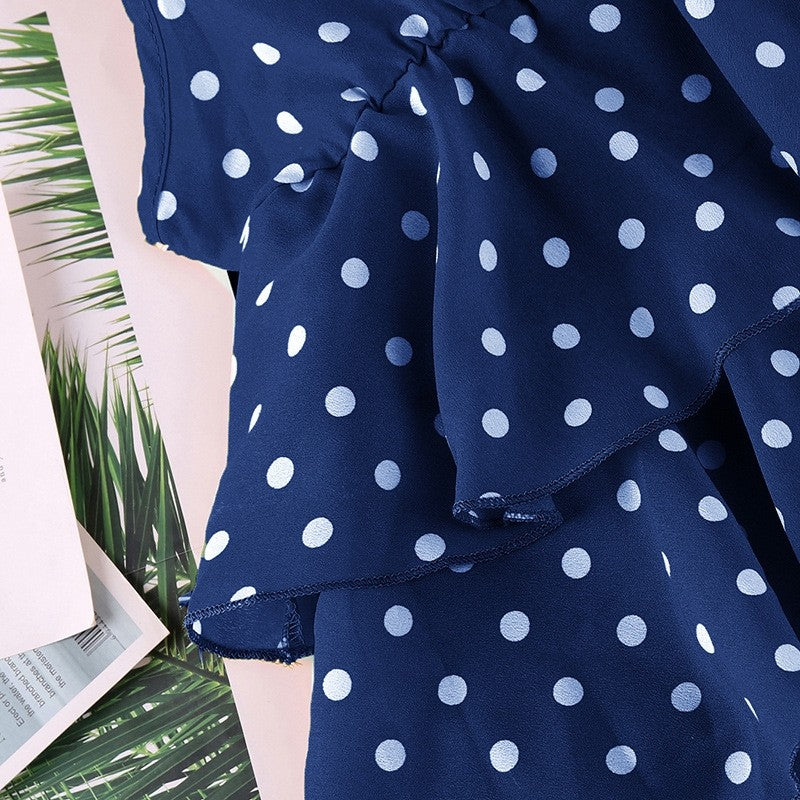 Girl's Chic Polka Dot Halter Dress