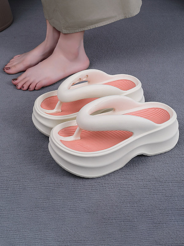 Height Increasing Contrast Color Non-Slip Flip Flops Sandals