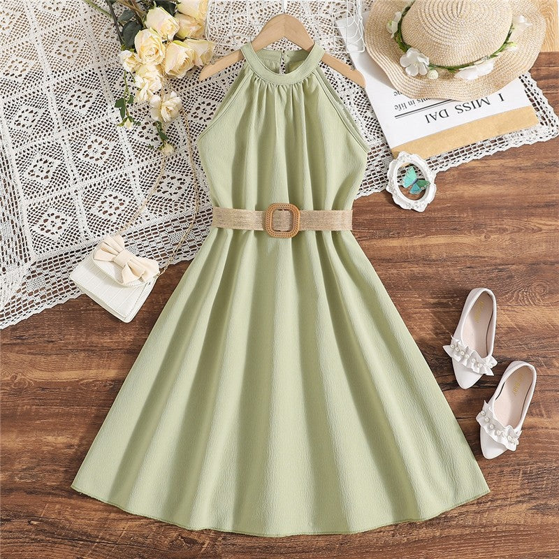 Solid Color Stylish Off-Shoulder Sleeveless Dress