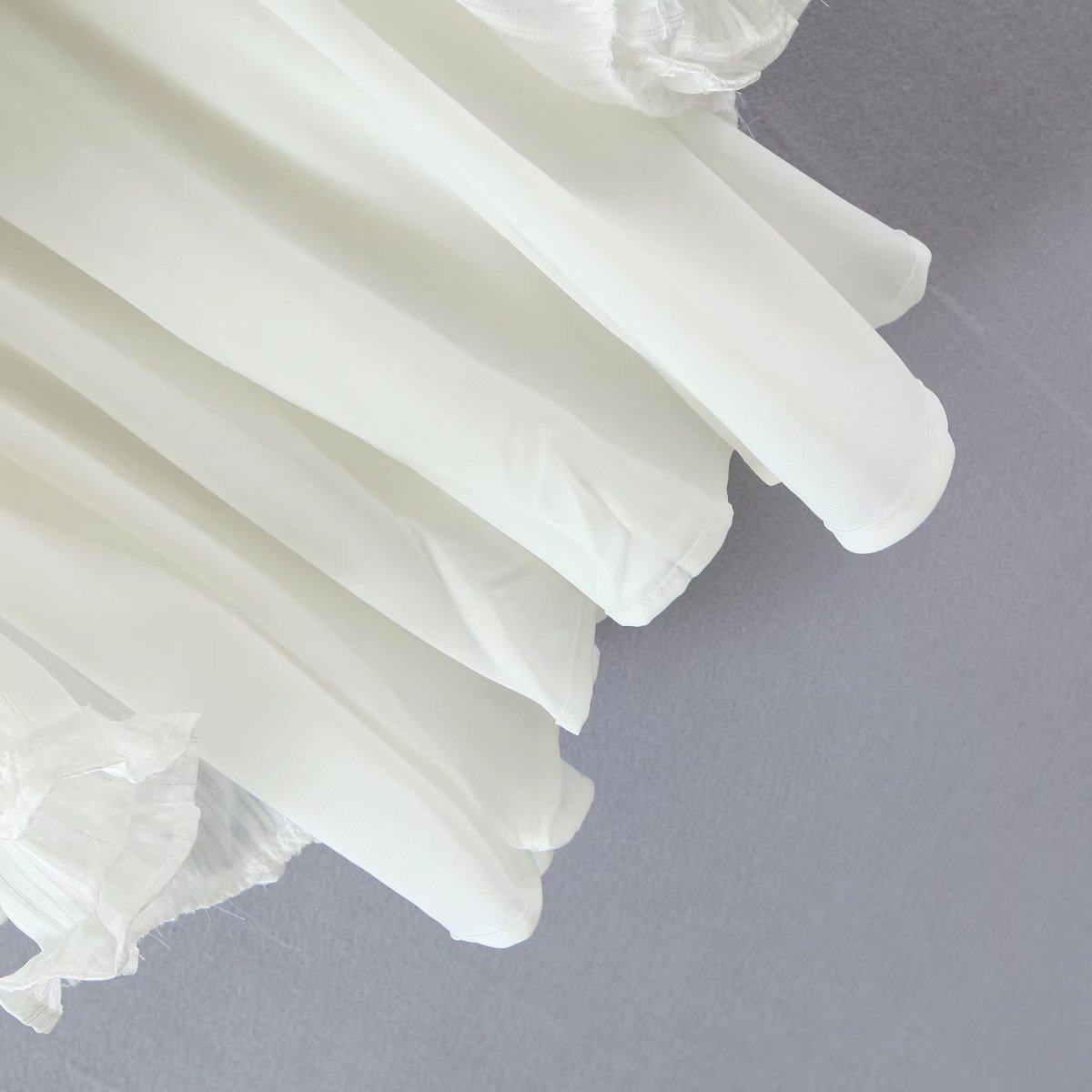 Three-Tier Colorful Silk-Chiffon Dress Pleated Lace-Up Skirt