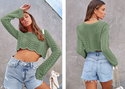 Fashion Hallow Out Short Knitted Pullover Sweaters
