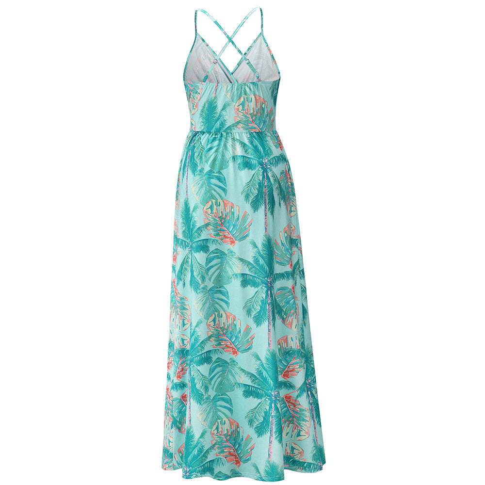 Bohemian Floral Suspender Maxi Dress