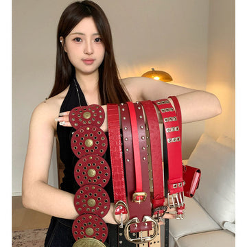 Red Bohemian Belt For Women, Slimming Waist Cincher For Dresses And Jeans
