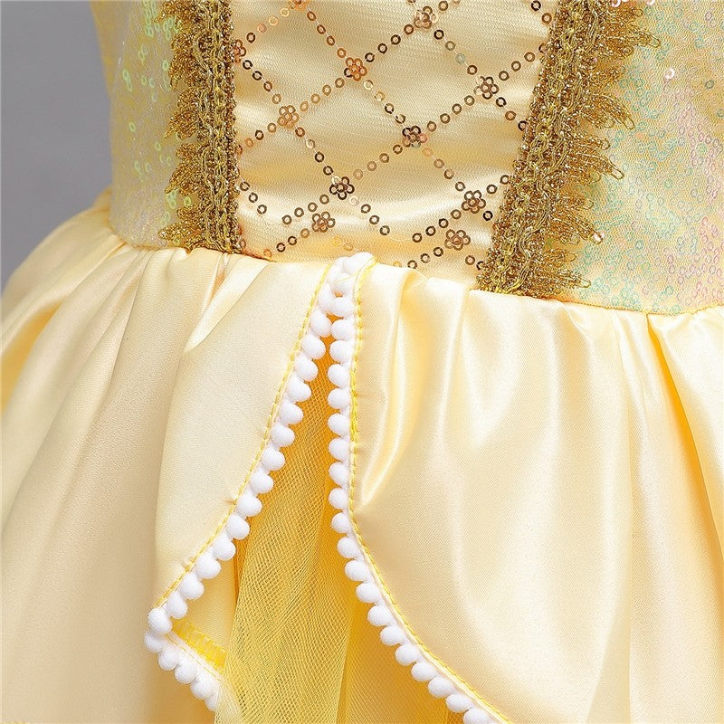 Bubble Sleeve Princess Dress Cosplaying Beauty And The Beast