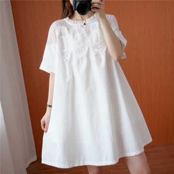 A-Line Mini Dress With Lace Mesh Panel