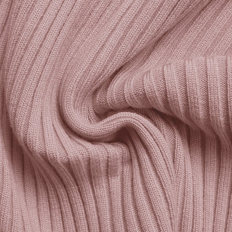 Solid V-Neck Textured Long Sleeve Dress