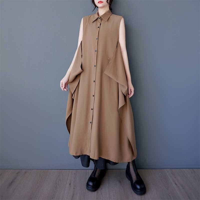 Boho Chic Sleeveless Midi Dress With Loose Fit Pockets