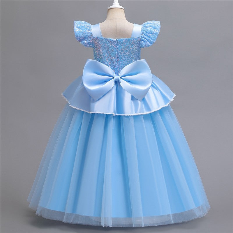 Long Butterfly Bow Dress For Girls