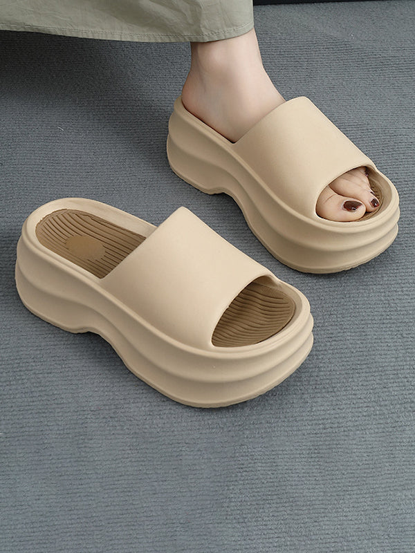 Height Increasing Contrast Color Non-Slip Striped Sandals