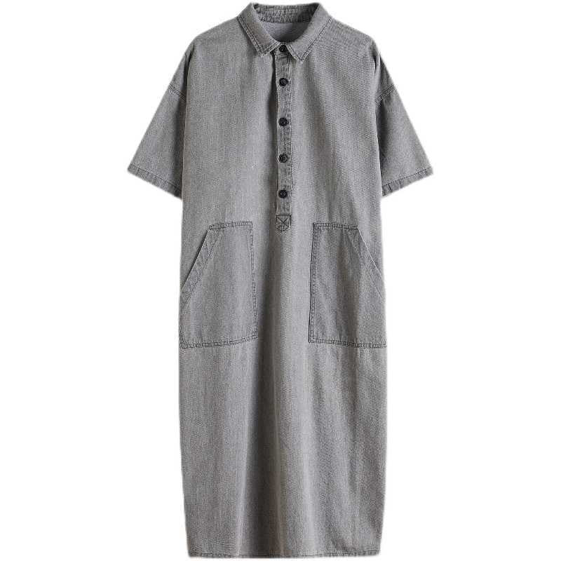 Split Hem Denim Dress