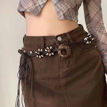 Bohemian Y2K Woven Belt For Dresses, Ethnic Style