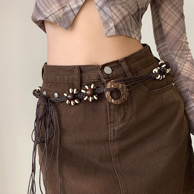 Bohemian Y2K Woven Belt For Dresses, Ethnic Style