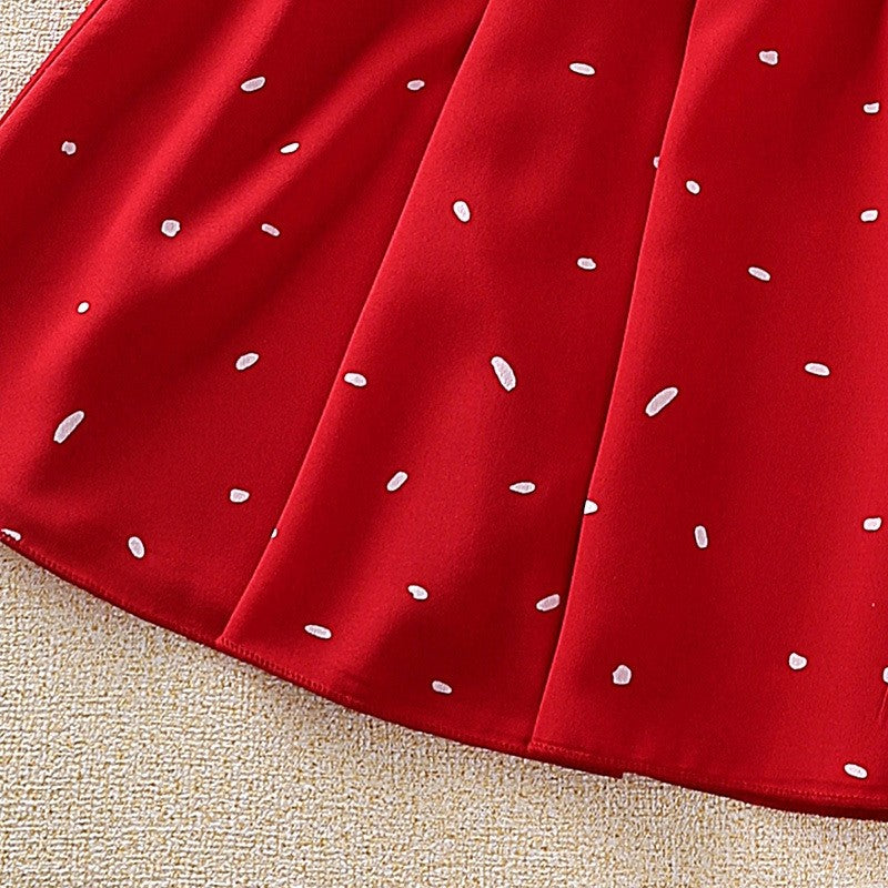 Printed Short Sleeve Elasticized Girls' Dresses