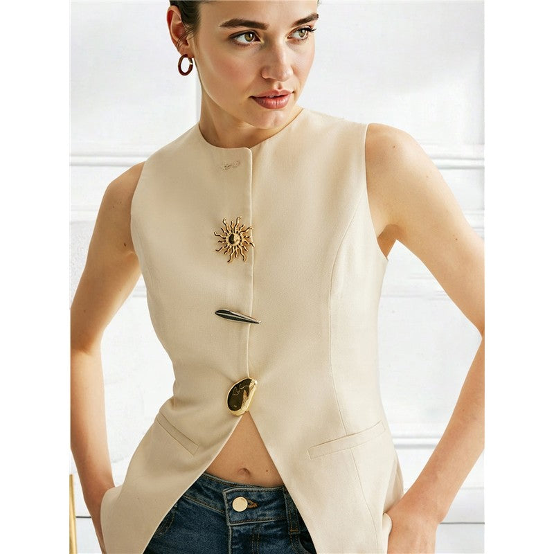 European Style Solid Sleeveless Vest