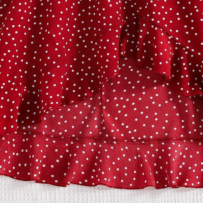 Girls' Polka Dot Fly Sleeve Dress