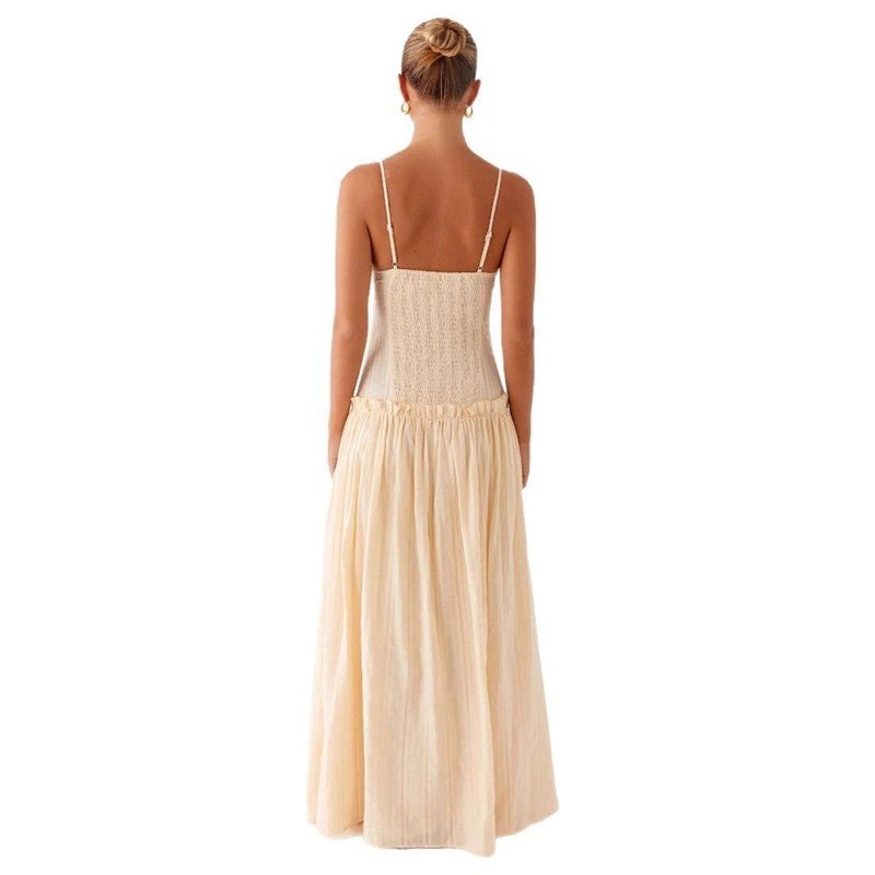 Ruffle Hem Long Strapless Dress