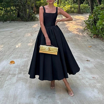 Offshoulder Sleeveless Flared Strap Dress