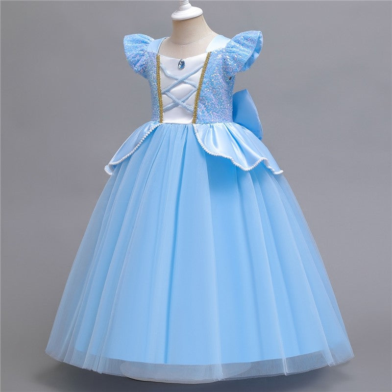 Long Butterfly Bow Dress For Girls
