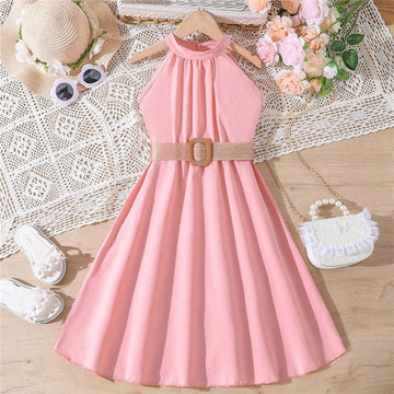 Solid Color Stylish Off-Shoulder Sleeveless Dress