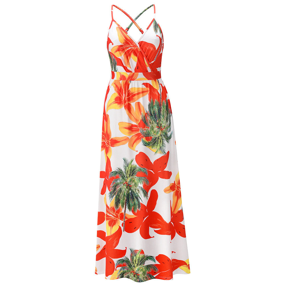 Boho-Print Suspender Maxi Dress