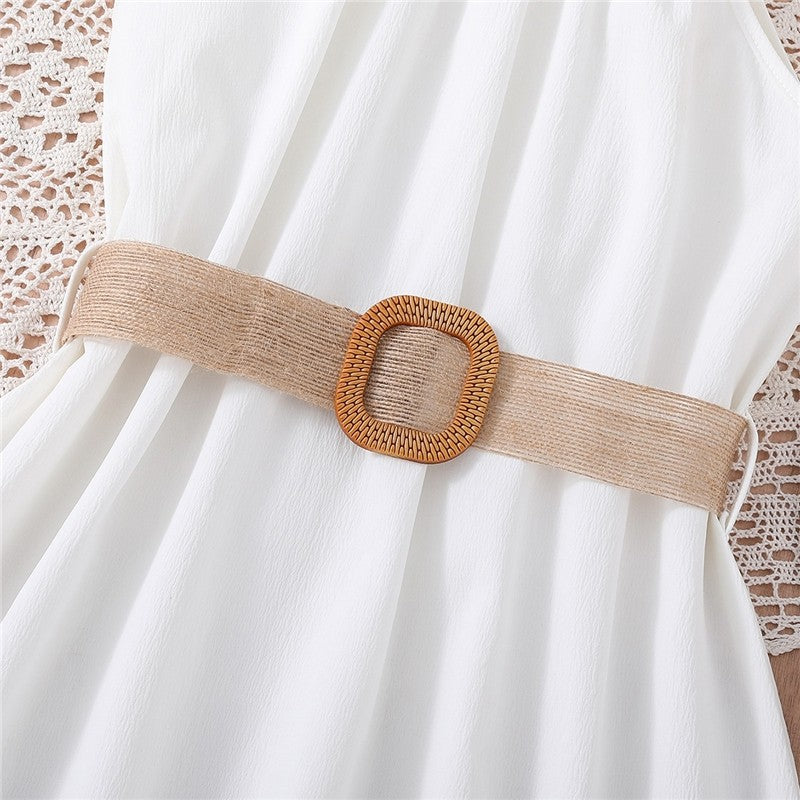 Solid Color Stylish Off-Shoulder Sleeveless Dress