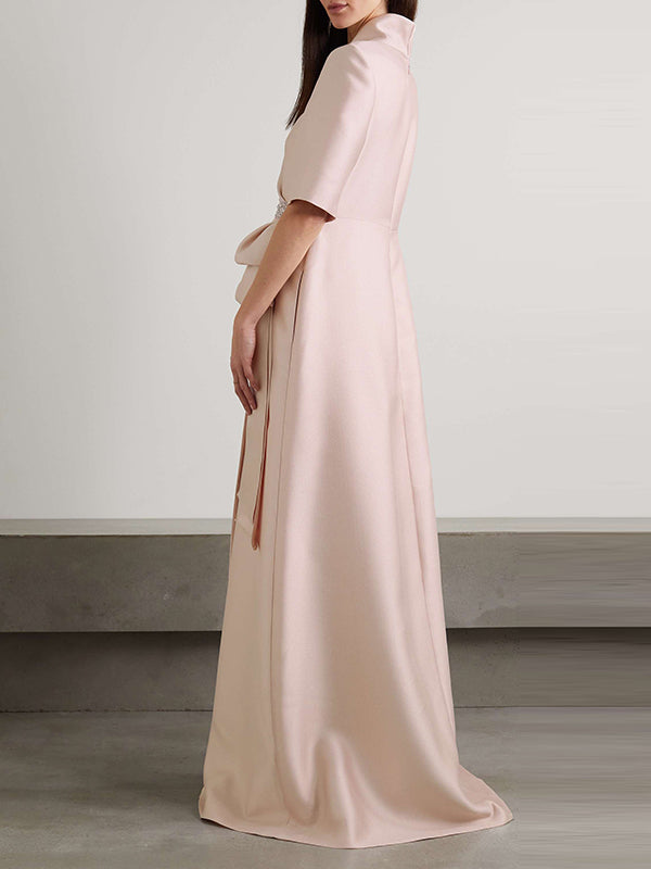 Loose Solid Color Split-Joint V-neck Evening Dresses Maxi Dresses