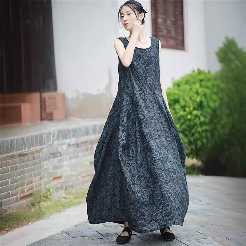 Jacquard Loose Long Vest Dress