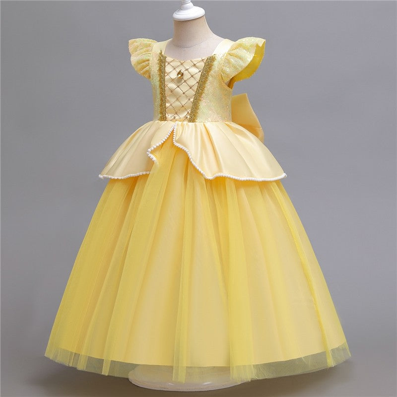 Bubble Sleeve Princess Dress Cosplaying Beauty And The Beast