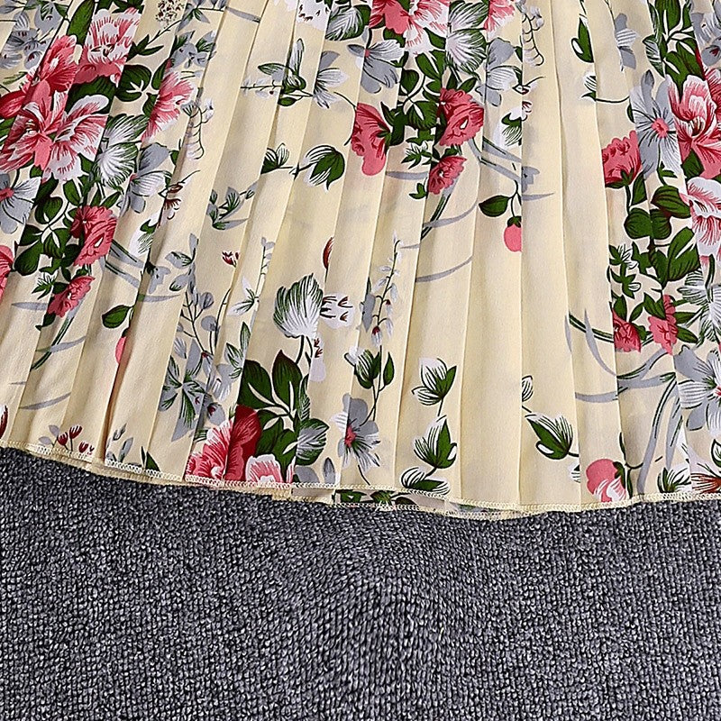 Girls' Printed Dash Sleeve Lace-Up Dress