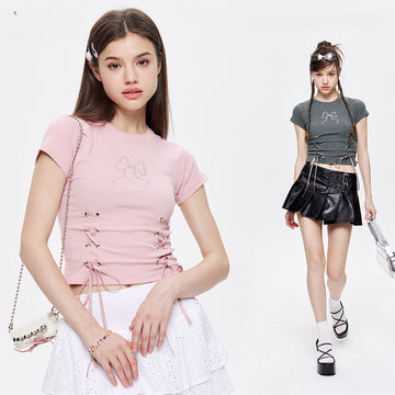 Designed Cotton Short Sleeves T Shirts for Girls