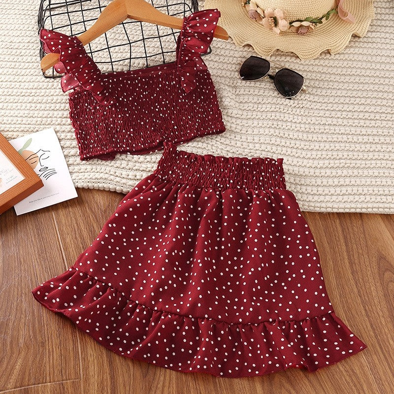 Girls Printed Camisole Top Skirt Set
