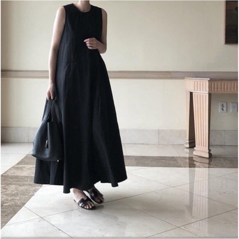 Solid Color Sleeveless Maxi Dress