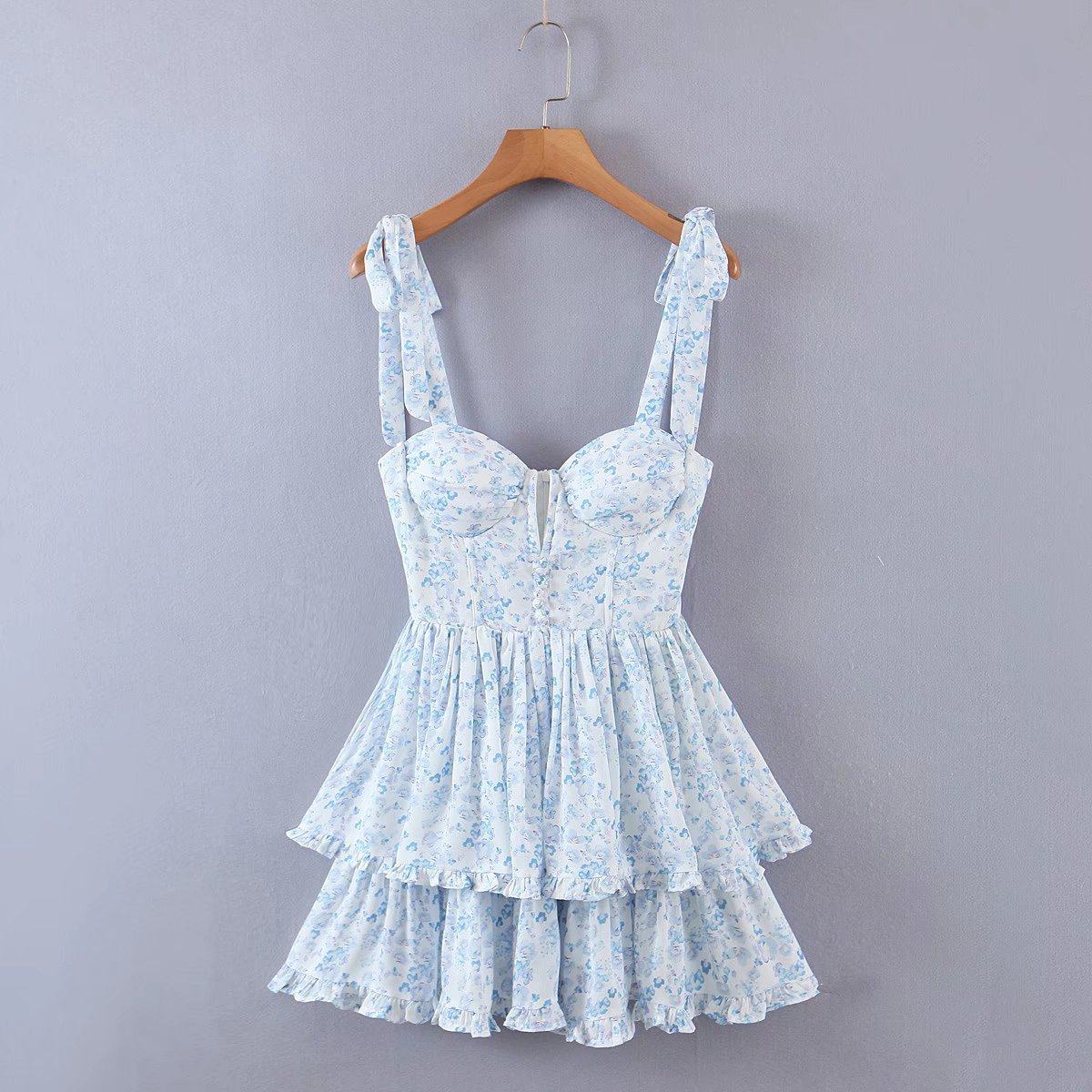 Three-Tier Colorful Silk-Chiffon Dress Pleated Lace-Up Skirt