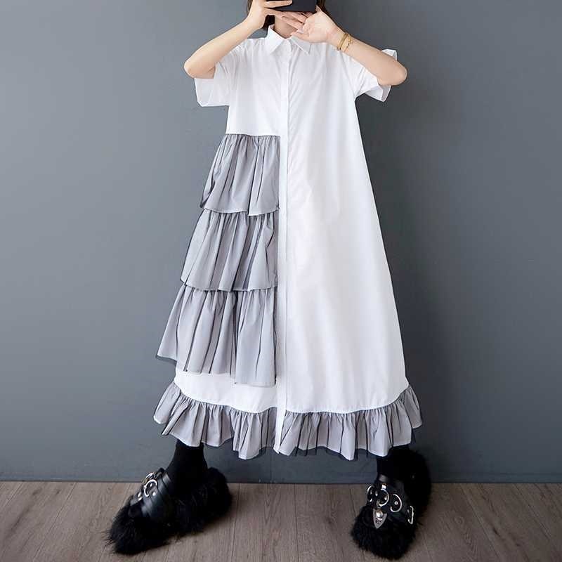 Loose Mesh Short Sleeve Shirt Dress