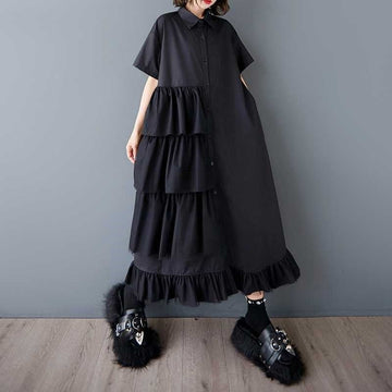 Loose Mesh Short Sleeve Shirt Dress