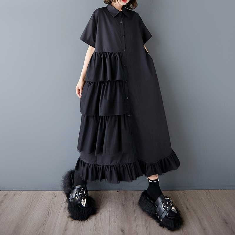 Loose Mesh Short Sleeve Shirt Dress