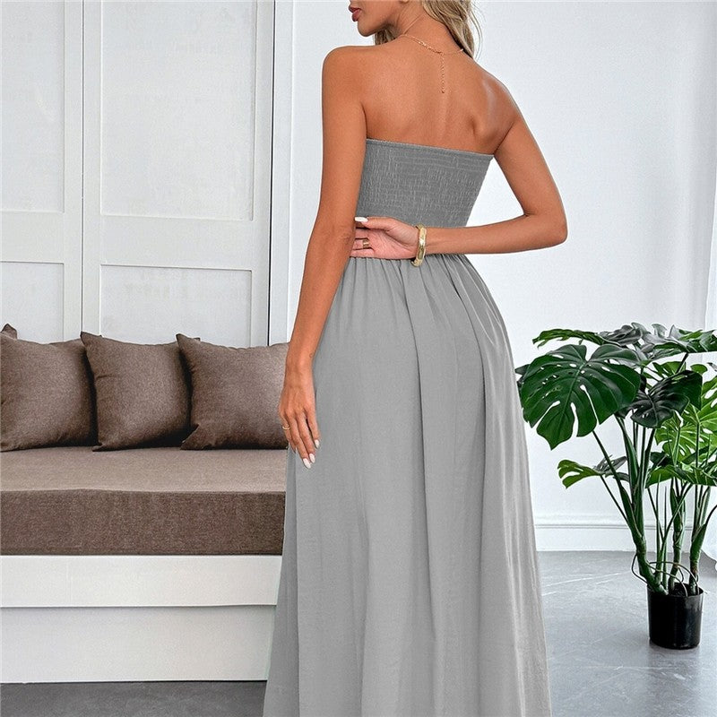 Casual Strapless Corset Long Dress