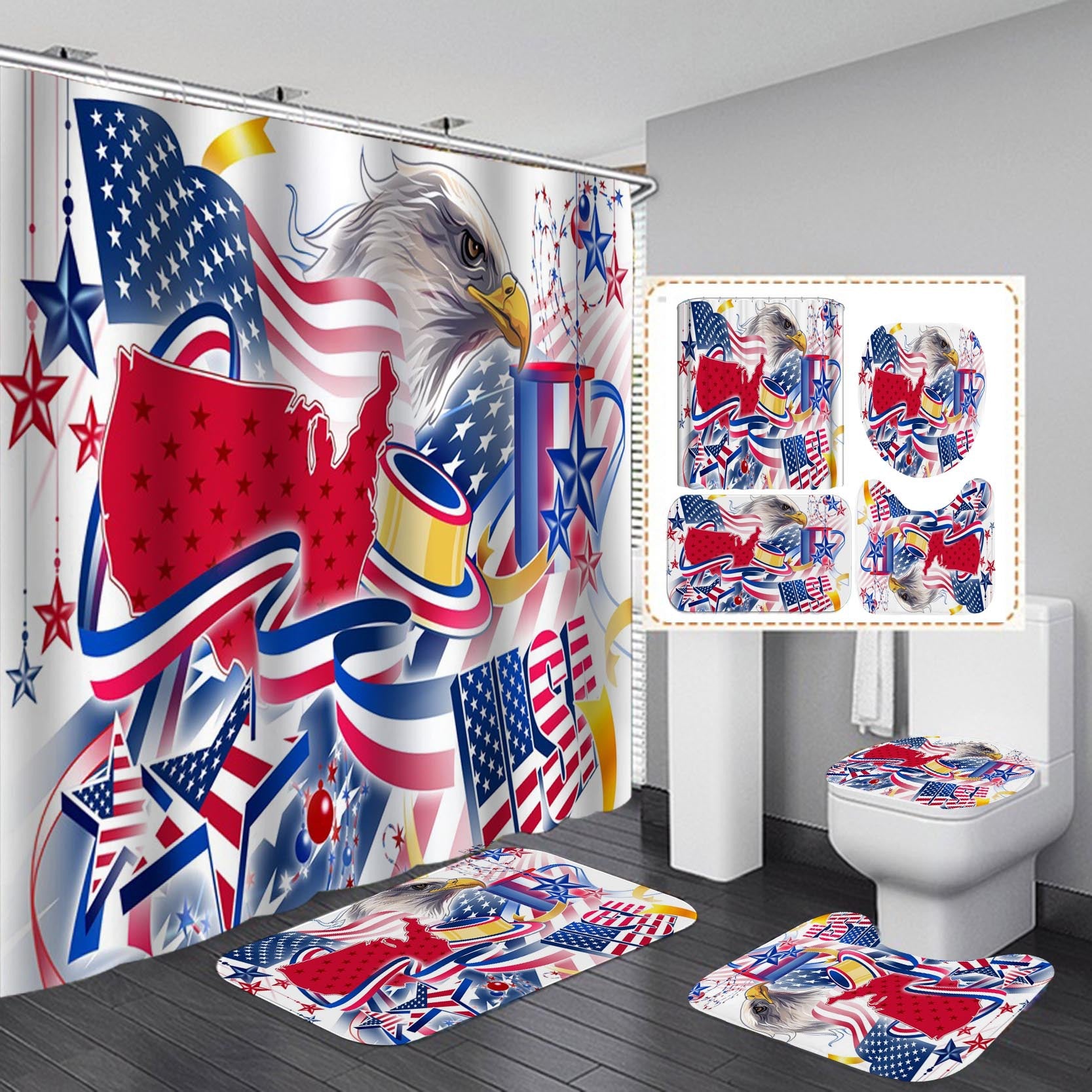 Independence Day Fabric Shower Curtain Sets