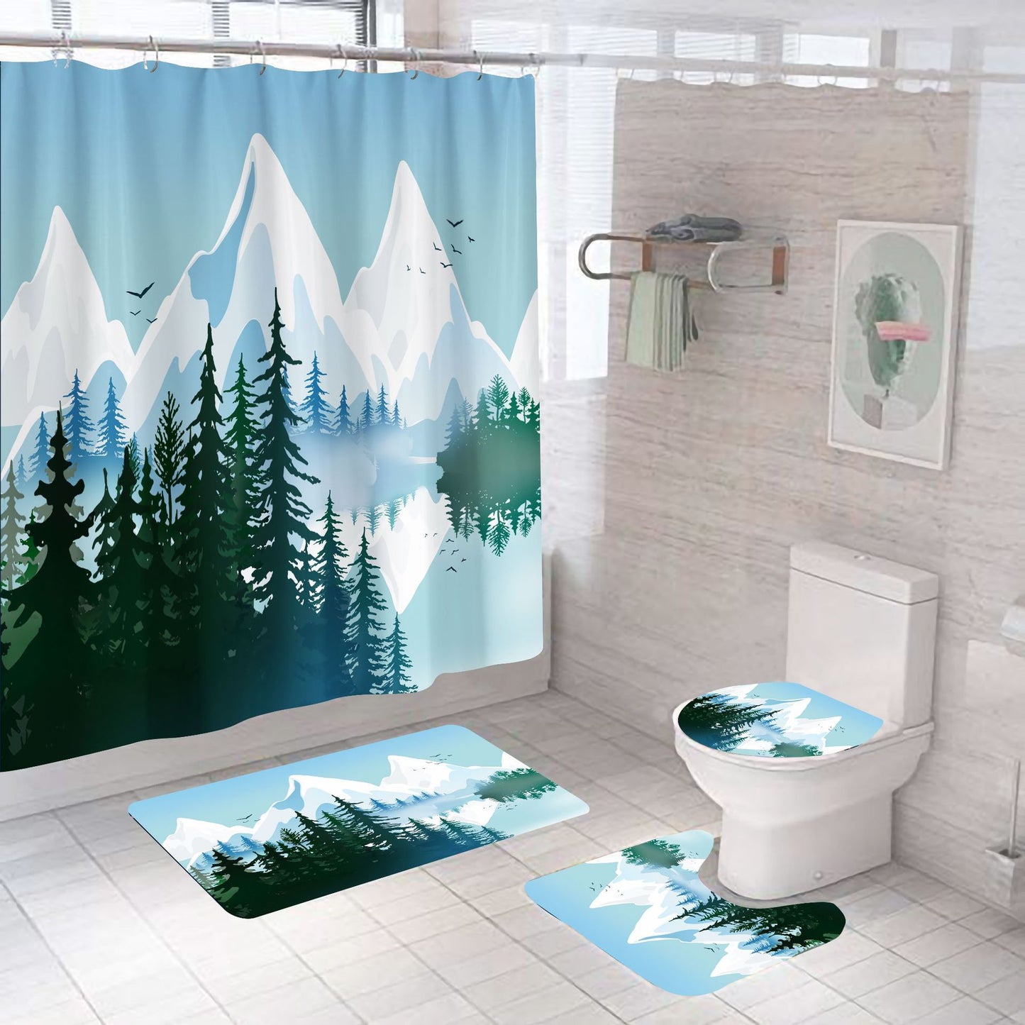 Northen Euro Snowberg Bathroom Fabric Shower Curtain Sets